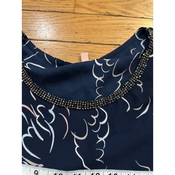 Womens Size XL Juicy Couture Blouse Blue Geometric Sleeveless Rhinestone - Picture 5 of 6